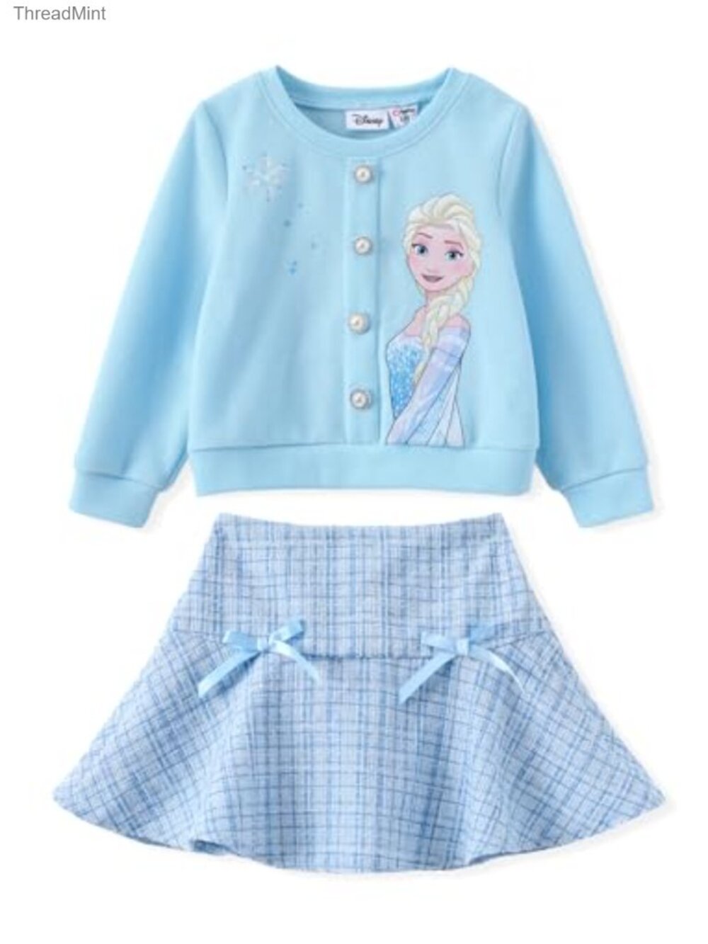 Girls 2-Piece Knit Top & Tweed Skirt Set, Disney Frozen Elsa, Long Sleeve